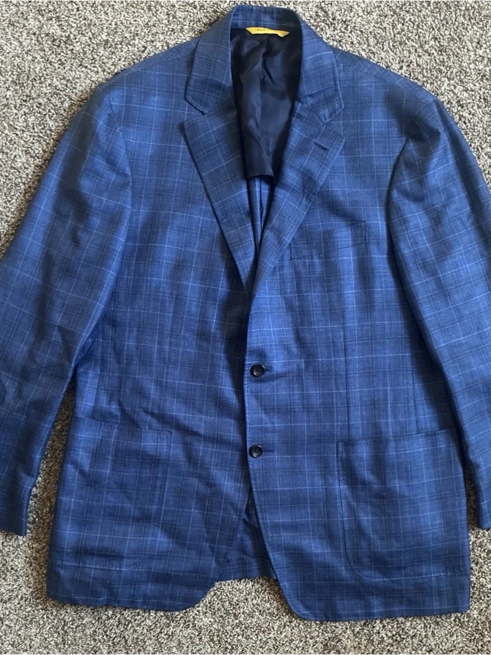 CANALI KEI SILK LINEN WOOL BLUE WINDOWPANE PLAID SPORTS COAT EU 56 US 38